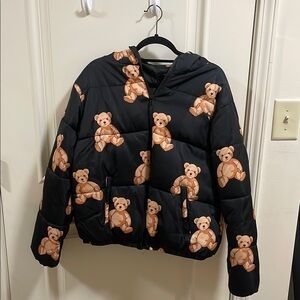 Forever 21 Black Teddy Bear Puffer Jacket
